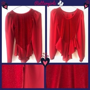 Red Long Sleeve Skating Dress